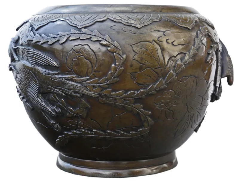 Pamono 19th Century Japanese Bronze Planter, 1890s> Planters And Jardiniere