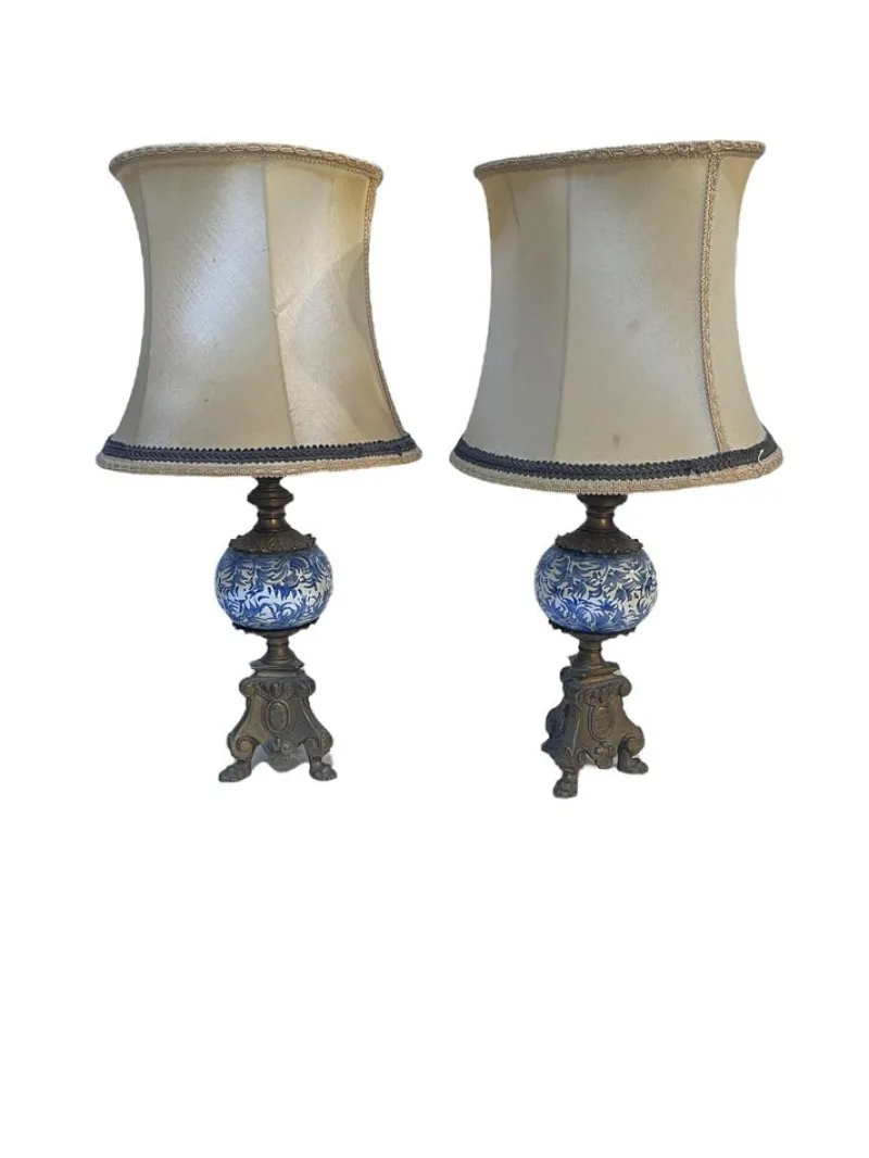 Pamono 20th Century Lamps in Ceramic and Bronze, Set of 2> Table Lamps