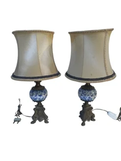 Pamono 20th Century Lamps in Ceramic and Bronze, Set of 2> Table Lamps