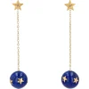 Pamono 20th Century Lapis-Lazuli Ball, Diamond and 18 Karat Yellow Gold Dangle Star Earrings> Earrings