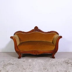 Pamono 19th Century Louis Philippe Boat-Shaped Sofa in Walnut and Velvet> Couches & Sofas