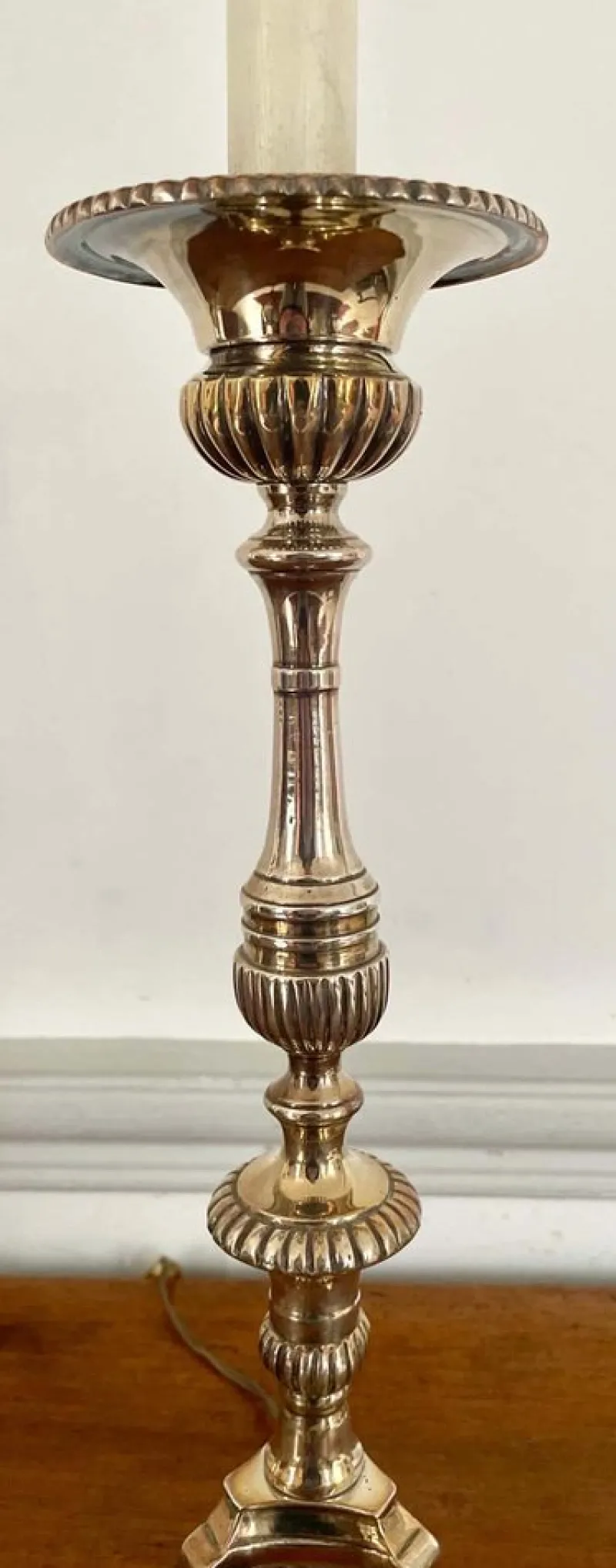Pamono 19th Century Louis XIV Church Altar Candleholders in Silver Metal, Set of 2> Candleholders