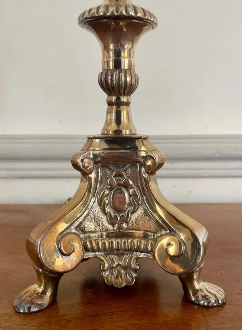 Pamono 19th Century Louis XIV Church Altar Candleholders in Silver Metal, Set of 2> Candleholders