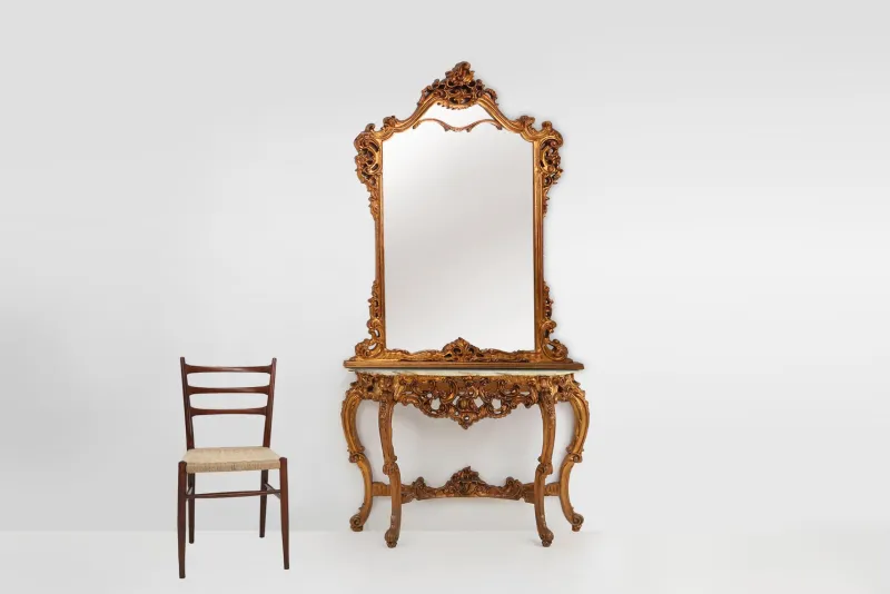 Discount Pamono 20th Century Louis Xv Style Console with Marble Top, France, 1970s