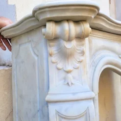 Pamono 19th Century Louis XV White Marble Fireplace><noscript><img width=