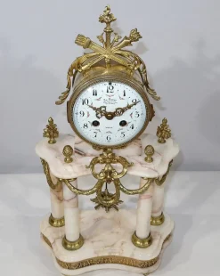 Clearance Pamono 19th Century Louis XVI Style Marble and Bronze Chimney Clocks, Set of 3