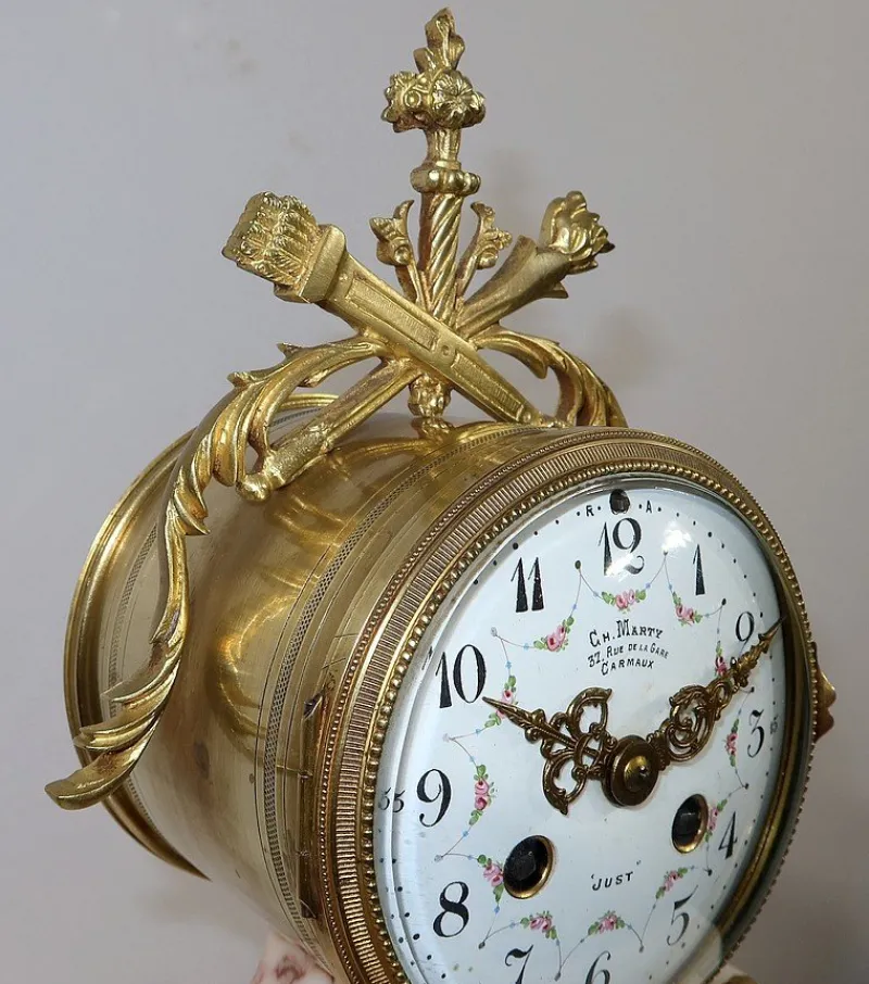 Clearance Pamono 19th Century Louis XVI Style Marble and Bronze Chimney Clocks, Set of 3