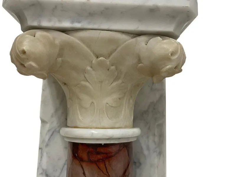 Pamono 19th Century Marble Half Wall Mounted Columns, Set of 2> Pedestals And Columns