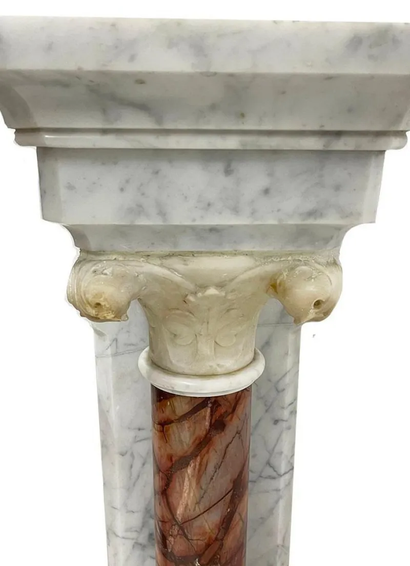 Pamono 19th Century Marble Half Wall Mounted Columns, Set of 2> Pedestals And Columns