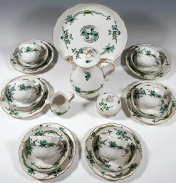 Pamono 20th Century Meissen Coffee Set with Dragon in Green & Gold, 1980s, Set of 22> Coffee & Tea Service