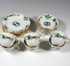 Pamono 20th Century Meissen Coffee Set with Dragon in Green & Gold, 1980s, Set of 22><noscript><img width=
