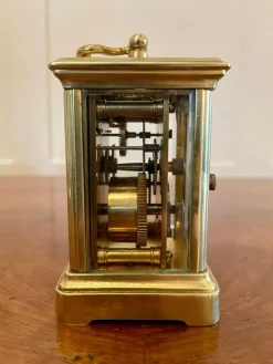 Pamono 19th Century Miniature Brass 8-Day Carriage Clock with Travelling Case, Set of 2><noscript><img width=