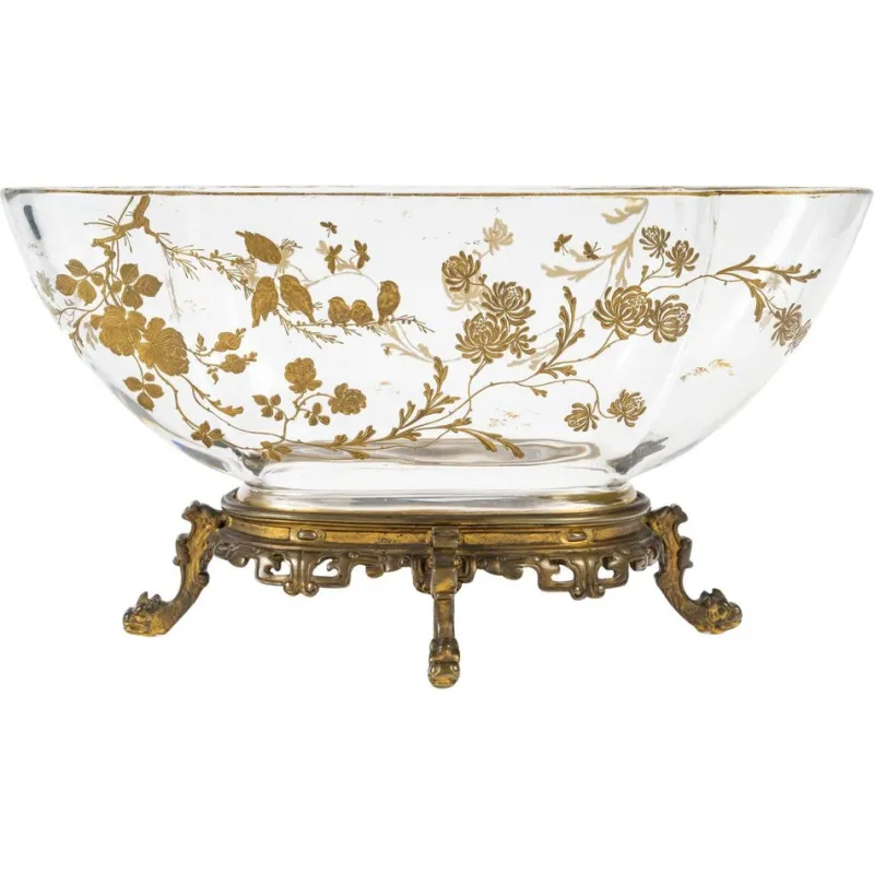 New Pamono 19th Century Napoleon III Crystal Bowl with Bronze Mounting from Baccarat