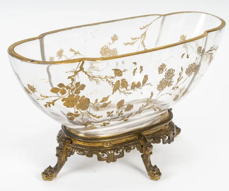 New Pamono 19th Century Napoleon III Crystal Bowl with Bronze Mounting from Baccarat
