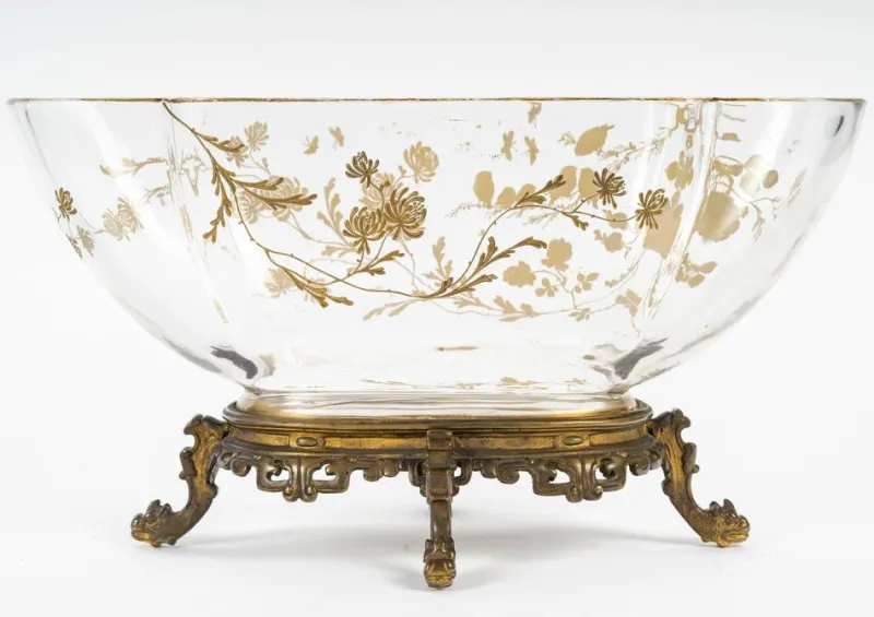 New Pamono 19th Century Napoleon III Crystal Bowl with Bronze Mounting from Baccarat