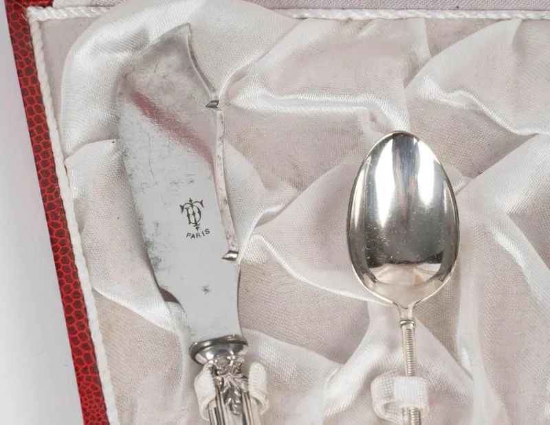 Pamono 19th Century Napoleon III Childrens Silver-Plated Cutlery Set> Cutlery & Serving Utensils