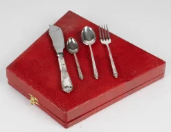 Pamono 19th Century Napoleon III Childrens Silver-Plated Cutlery Set><noscript><img width=