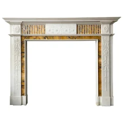 Pamono 19th Century Neoclassical Statuary White and Sienna Marble Fireplace Mantel> Architectural Elements