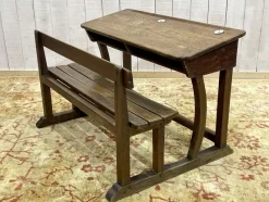 Sale Pamono 20th Century Oak School Desk with Porcelain Inkwells