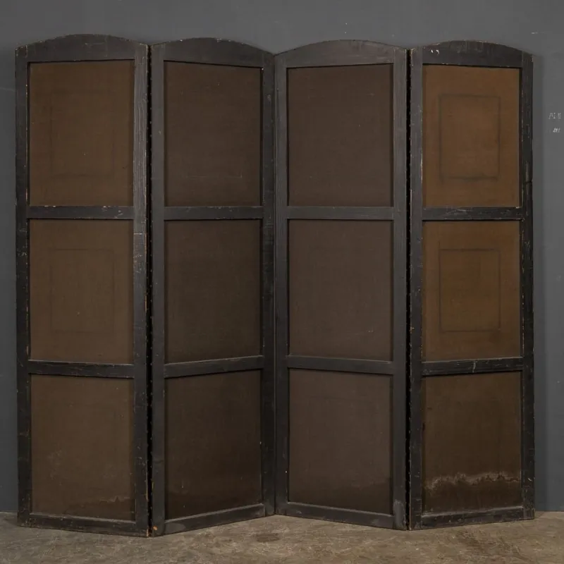 Pamono 20th Century Oil Painted on Leather Room Screen, 1920s> Room Dividers & Screens