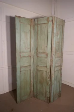 Best Pamono 19th Century Painted French Window Shutter 3 Fold Screen, 1850s