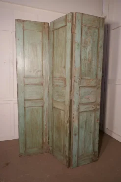 Best Pamono 19th Century Painted French Window Shutter 3 Fold Screen, 1850s