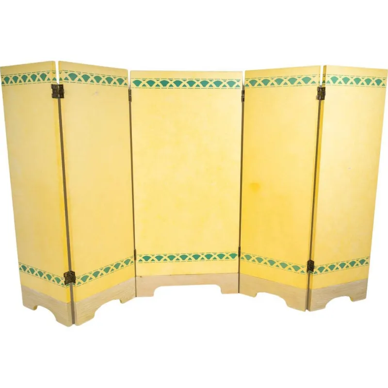 Pamono 20th Century Painted Wooden Folding Screen with 5 Panels> Room Dividers & Screens