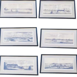 Best Pamono 19th Century Panoramic Views of Mediterranean Cities, Framed Engravings, Set of 6
