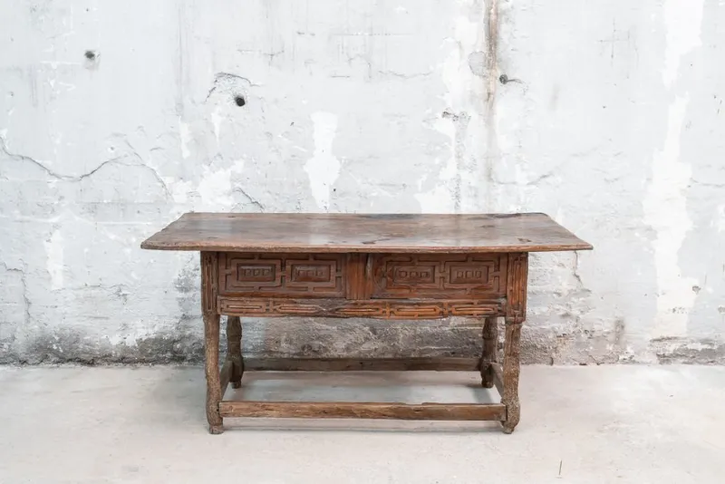 Pamono 17th Century Philip IV Spanish Table with Carved Herrerian Decor> Worktables & Workbenches