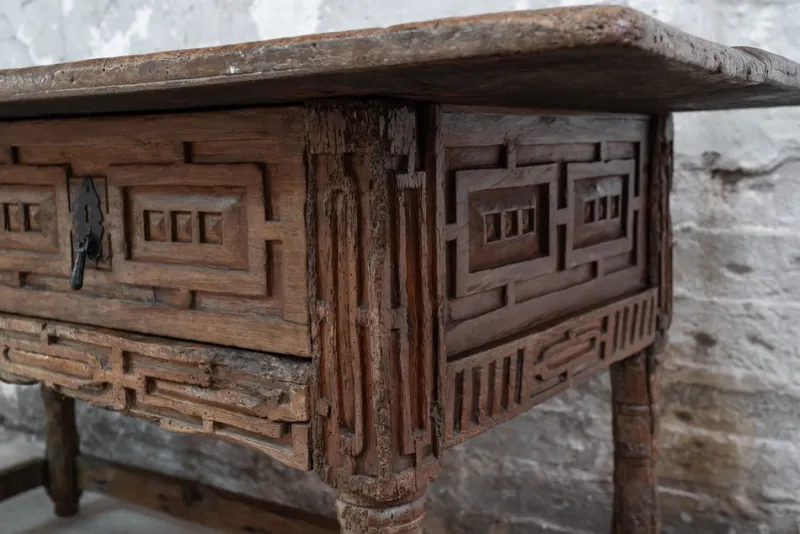 Pamono 17th Century Philip IV Spanish Table with Carved Herrerian Decor> Worktables & Workbenches