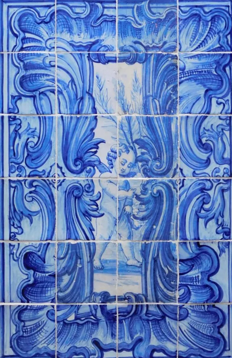 Pamono 18th Century Portuguese Tiles Panel with Angel Decor, Set of 24> Architectural Elements