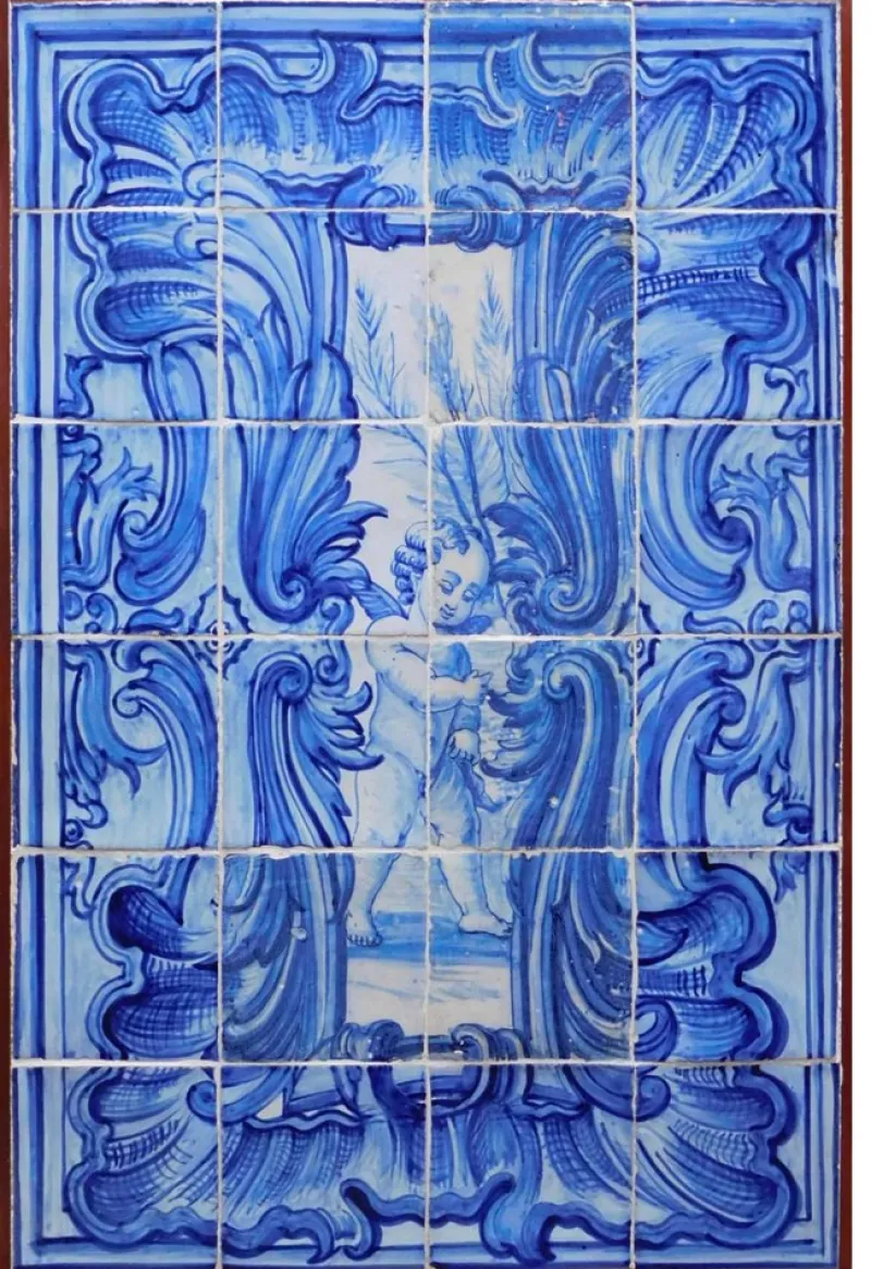 Pamono 18th Century Portuguese Tiles Panel with Angel Decor, Set of 24> Architectural Elements
