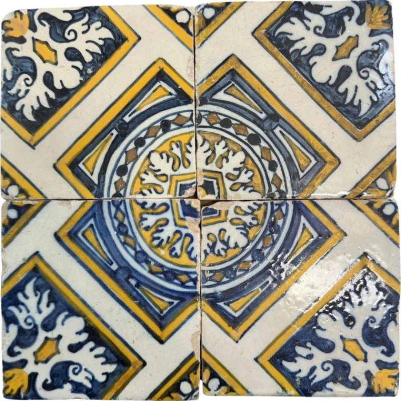 New Pamono 17th Century Portuguese Tiles, Set of 4