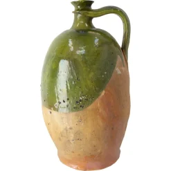 Pamono 19th Century Provencal Terracotta Oil Jar with Green Glaze> Bottles, Carafes & Jugs