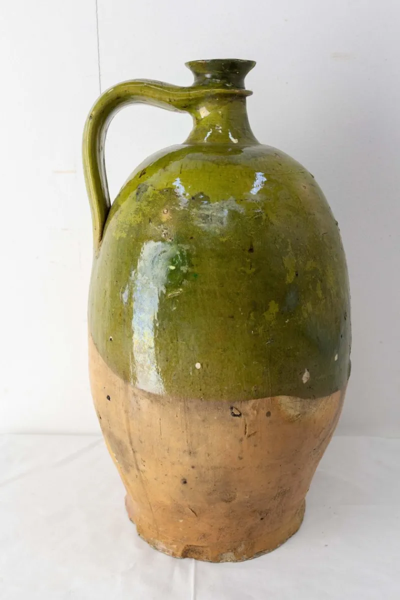 Pamono 19th Century Provencal Terracotta Oil Jar with Green Glaze> Bottles, Carafes & Jugs