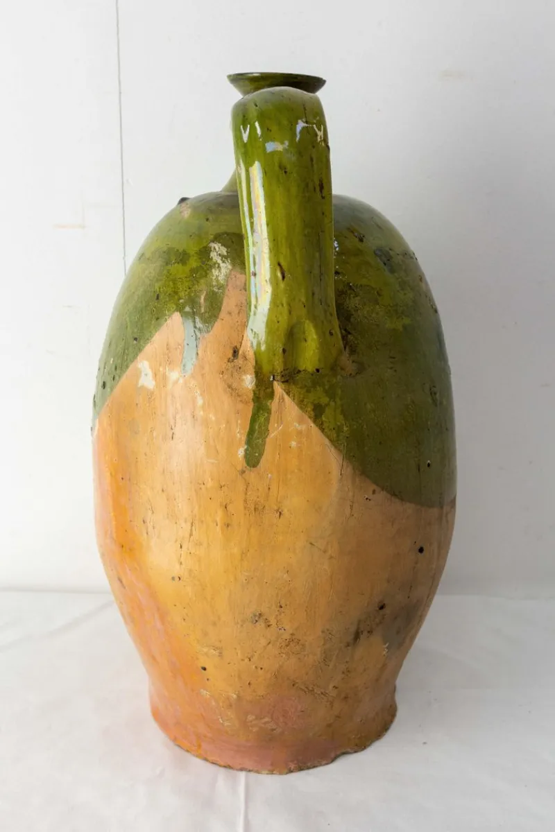 Pamono 19th Century Provencal Terracotta Oil Jar with Green Glaze> Bottles, Carafes & Jugs