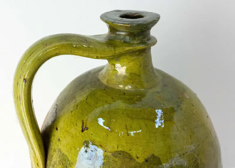 Pamono 19th Century Provencal Terracotta Oil Jar with Green Glaze> Bottles, Carafes & Jugs