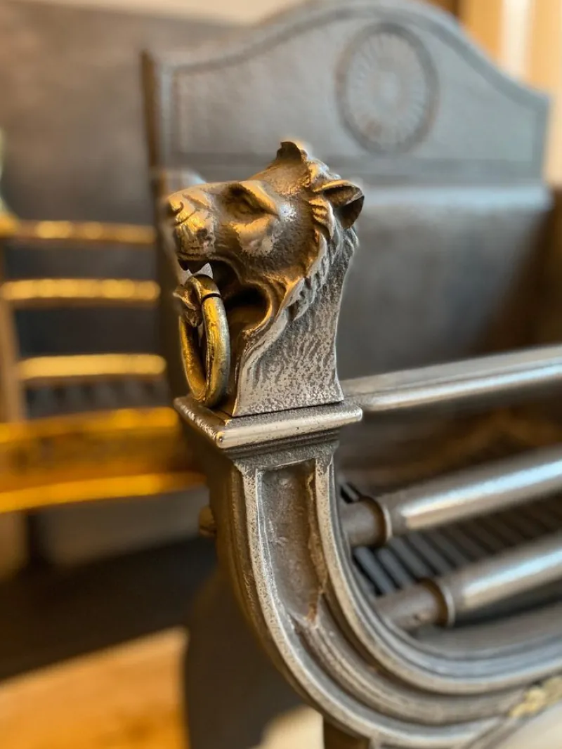 Pamono 19th Century Regency Style Polished Cast Iron Fire Grate> Fireplaces And Mantels