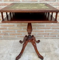 Pamono 19th Century Regency Wood Game Table with Green Leather Top, 1890s> Game Tables