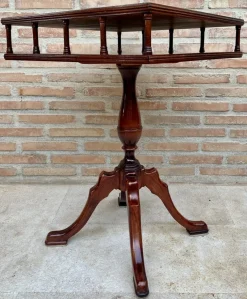 Pamono 19th Century Regency Wood Game Table with Green Leather Top, 1890s> Game Tables