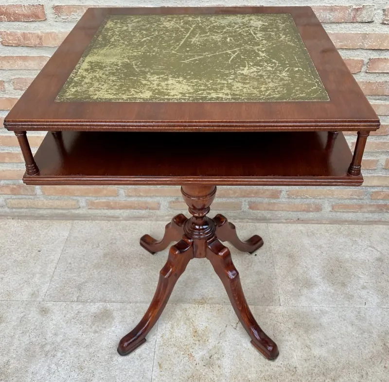 Pamono 19th Century Regency Wood Game Table with Green Leather Top, 1890s> Game Tables