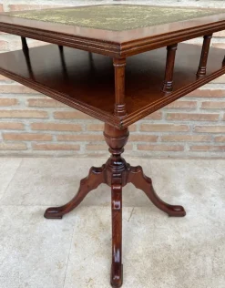 Pamono 19th Century Regency Wood Game Table with Green Leather Top, 1890s><noscript><img width=