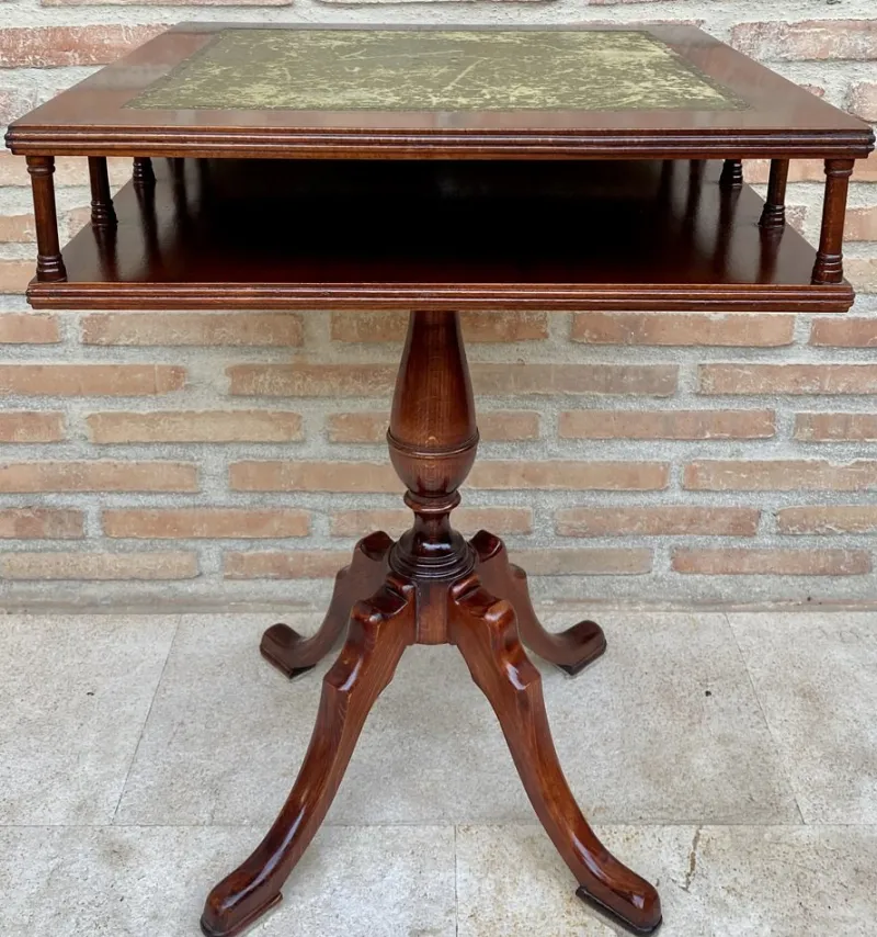 Pamono 19th Century Regency Wood Game Table with Green Leather Top, 1890s> Game Tables