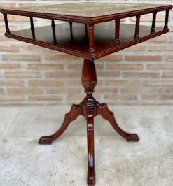 Pamono 19th Century Regency Wood Game Table with Green Leather Top, 1890s><noscript><img width=