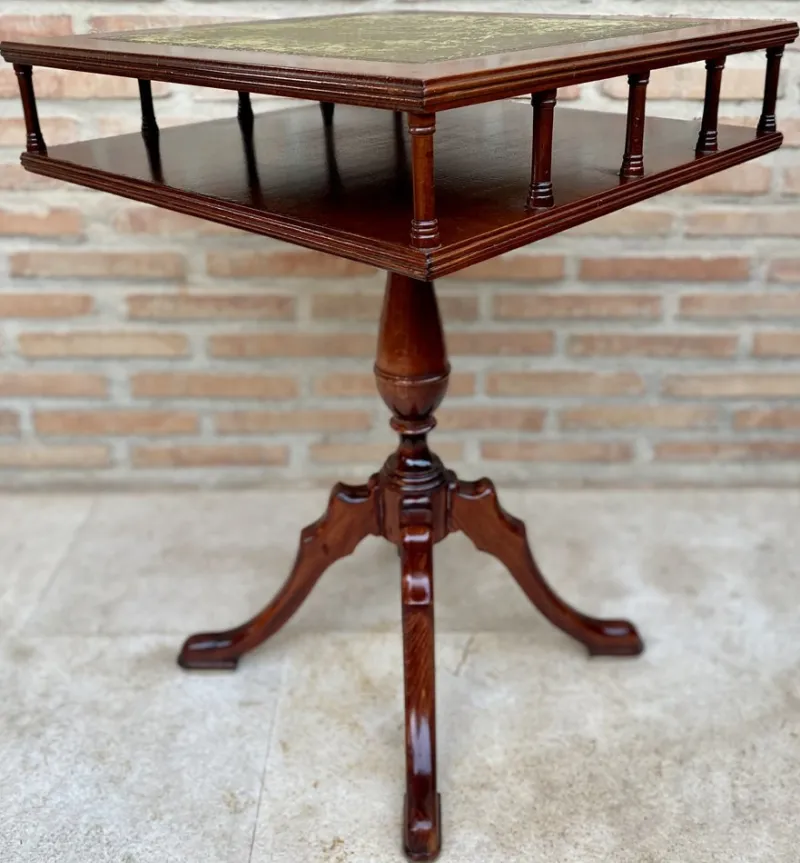 Pamono 19th Century Regency Wood Game Table with Green Leather Top, 1890s> Game Tables