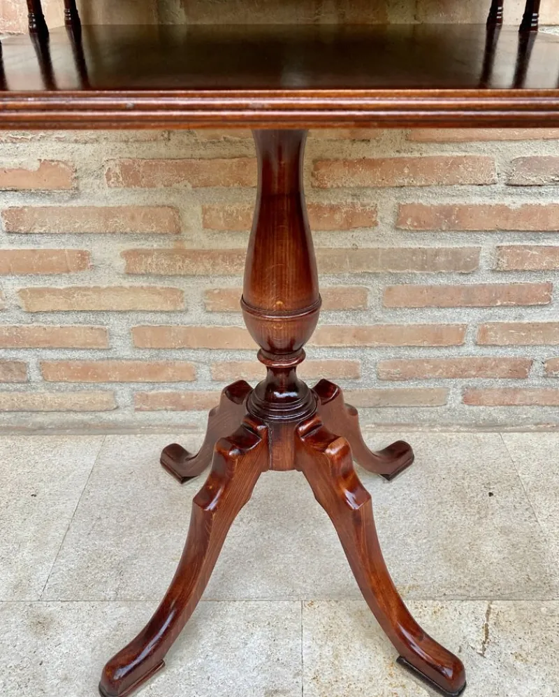 Pamono 19th Century Regency Wood Game Table with Green Leather Top, 1890s> Game Tables