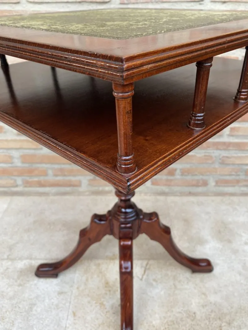 Pamono 19th Century Regency Wood Game Table with Green Leather Top, 1890s> Game Tables