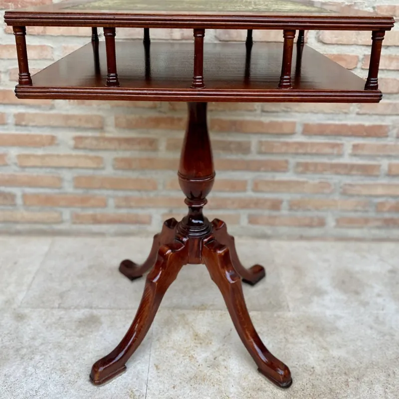 Pamono 19th Century Regency Wood Game Table with Green Leather Top, 1890s> Game Tables