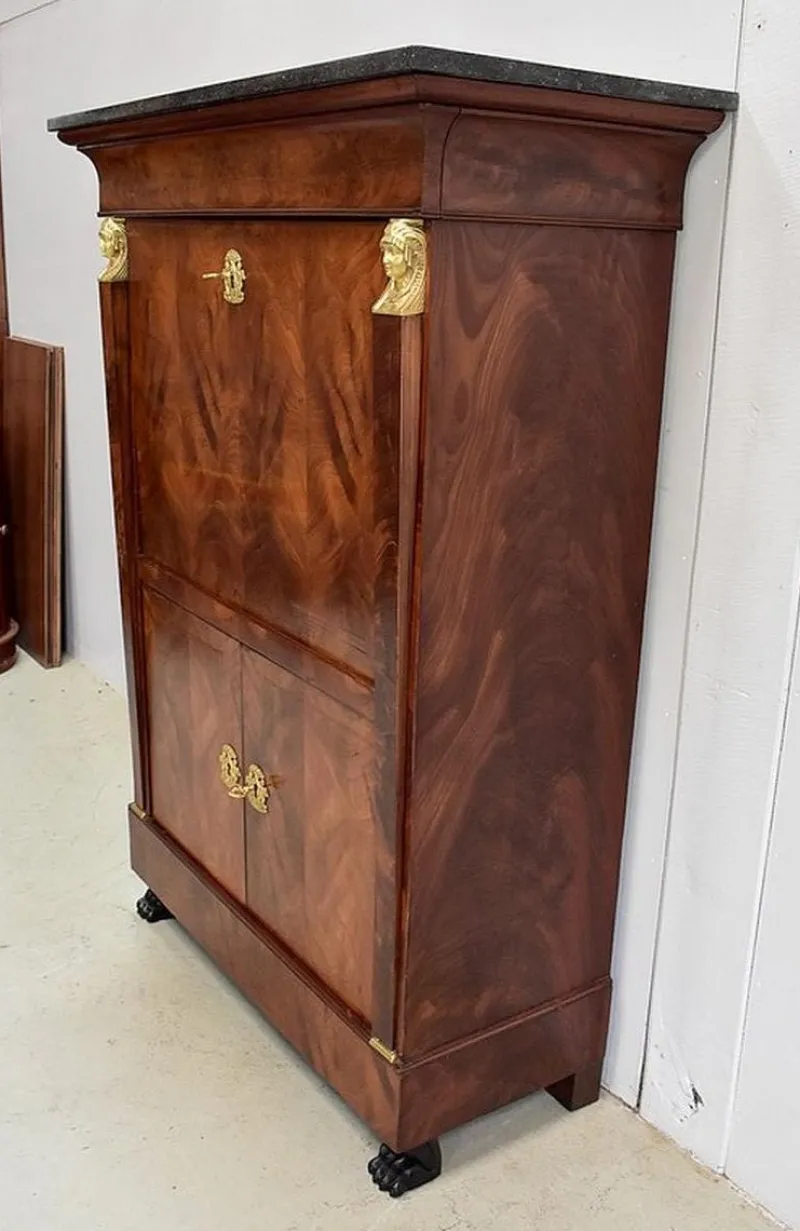 Pamono 19th Century Retour d’Égypte Mahogany Burl Veneer Secretaire