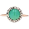 New Pamono 20th Century Round Turquoise, Diamonds and 18 Karat Rose Gold Ring